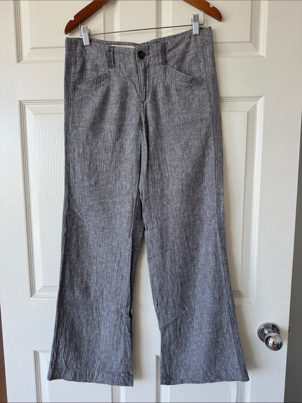 Pilcro and the Letterpress Gray Wide-Leg Linen-Blend Pants